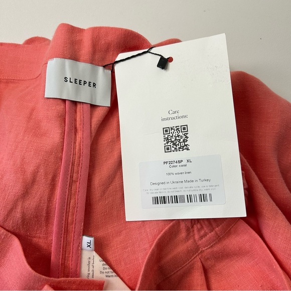 SLEEPER Women's Size‎ XL Coral Dynasty Linen High Rise Wide Leg Pants - Picture 8 of 13